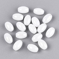 Белый Непрозрачные цвета блестящие стеклянные бусины, круглое отверстие, овальные, белые, 6.5~7x4~4.5 мм, отверстие : 0.9~1 мм, Около 2645 шт / фунт