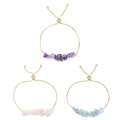 Смешанные камни Браслет из латуни, с натуральными бусинами из смешанных камней для женщин, реальный 18 k позолоченный, внутренний диаметр: 3-1/8 дюйм (7.8 см)