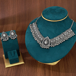 Кристалл Комплекты из ожерелий и висячих серег из сплава со стразами в форме капли для женщин, кристалл, 320 мм