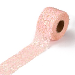 Легкий Лосось Ленты из полиэстера с эластичными пайетками, с блестящей пайеткой, светлый померанцевый, 2-3/8 дюйм (60 мм), 10 ярдов (9.14 м) / рулон