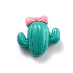 Кактус Кабошон из непрозрачной смолы, кактус с бантом, 22.5x24x10 мм