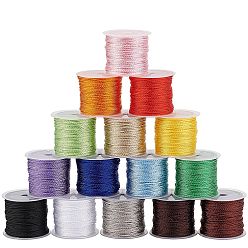 Gemischte Farbe Polyesterfaden, für Quasten Schmuckherstellung, Gemischte Farbe, 1.4 mm, ca. 20 m / Rolle, 15 Farben, 1 Rolle / Farbe, 15 Rollen / Satz