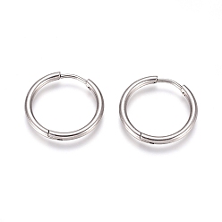 Stainless Steel Color 304 Stainless Steel Huggie Hoop Earrings, with 316 Surgical Stainless Steel Pin, Ring, Stainless Steel Color, 20x2mm, 12 Gauge, Pin: 0.9mm