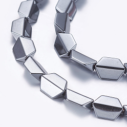 Non-magnetic Hematite Non-magnetic Synthetic Hematite Beads Strands, Polygon, 8x6x3mm, Hole: 1mm, about 53pcs/strand, 15.5 inch(39.5cm)