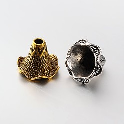 (52) Непрозрачная лаванда 6 -petal тибетском стиле сплава крышки шарика,, разноцветные, 18x21 мм, отверстие : 4 мм