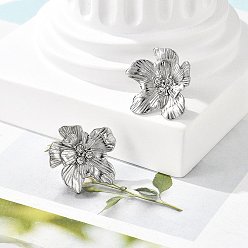 Платина 304 из нержавеющей стали серьги, цветок, платина, 23x24 мм