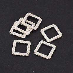 Seashell Color MIYUKI & TOHO Handmade Japanese Seed Beads, with 304 Stainless Steel Link Rings, Loom Pattern, Square, Silver, Seashell Color, 15x15x1.8~2mm
