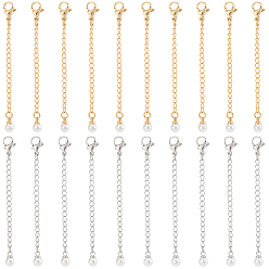 (52) Непрозрачная лаванда 20 шт. 2 цвета латунь конец с цепочкой, с абс пластмассовой имитационной жемчужиной, разноцветные, 65 мм, 10 шт / цвет