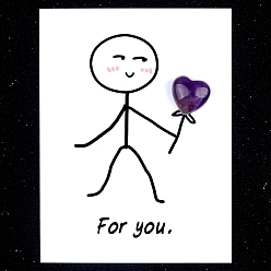 Аметист Украшения в виде сердца из натурального аметиста, с бумажными карточками, фигурка для украшения дома, энергетический камень рейки для исцеления, 15 мм