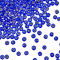 Темно-Голубой 4 нити бусины лэмпворк ручной работы, плоские круглые с сглаза, глубокое синее небо, 4.5x2.5 мм, отверстие : 0.6 мм, около 90~100 шт / нитка, 15.35''~15.75'' (39~40 см)