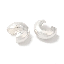 Посеребрённый Латунь обжимной шарик крышку, без свинца и без кадмия, 925 серебро покрытием, 5.5x2.5 мм, отверстие : 2.5 мм