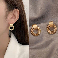 Ring Alloy Dangle Earrings for Women, 925 Sterling Silver Pins, Ring, 18x12mm