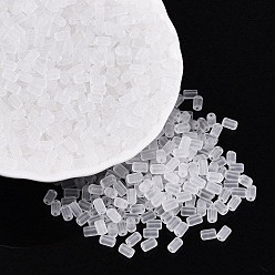 Clair Perles de rocaille en verre transparent dépoli fgb, colonne, trou rond, teint et cœur, clair, 5~6.5x3~4mm, Trou: 0.7~0.9mm, environ 4500 pcs / livre