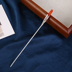 Оранжево-Красный Гальванизированные палочки для волос из натурального кварцевого кристалла, аксессуары для волос для женщин и девочек, оранжево-красный, 180x10 мм