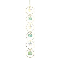 Светло-зеленый Проволочные самородки натуральный кварц и кольца подвесные украшения, Стеклянные ловцы солнца в форме звездочек для украшения окон, патио, сада в помещении, светло-зеленый, 260 мм