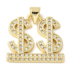 Настоящее золото 18K Латунные микро проложить кубического циркония подвески, без свинца и без кадмия, долговечный, реальный 18 k позолоченный, 18x20x2 мм, отверстие : 4.5x3.5 мм