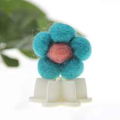 Темно-бирюзовый Кабошоны из шерстяного войлока, цветок, темные бирюзовый, 35 мм