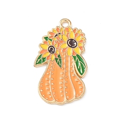 Тыква Подвески из сплава с эмалью ко дню благодарения, золотые, тыква, 29.5x17.6x1.5 мм, отверстие : 1.8 мм