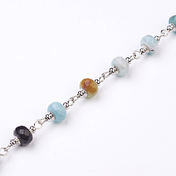Амазонит Ручной цепи амазонит бисером, несварные, для ожерелья браслеты решений, с платиновым глазом, 1 м, бусины : 8 мм