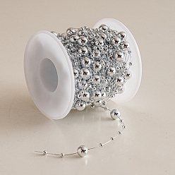 Серебро Рождественская пластиковая гирлянда из жемчуга и бисера для украшения елки своими руками, серебряные, 8 мм, 10 м / рулон