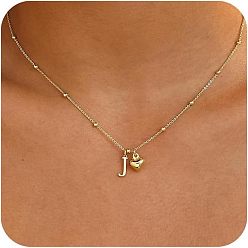Letter J Женские латунные подвески в виде инициалов и сердца, реальный 14 k позолоченный, буква J, 15.75 дюйм (40 см)