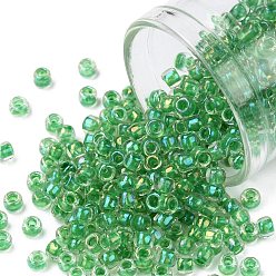 (187) Inside Color Crystal/Shamrock Lined Тохо 8/0 круглые бусины, японский бисер, (187) внутри цветной кристалл / трилистник на подкладке, 8/0, 3 мм, отверстие : 1 мм, Около 222 шт / 10 г