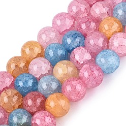 (52) Непрозрачная лаванда Запеченная краска, потрескавшиеся стеклянные бусины, нити, бусы из искусственного камня, круглые, разноцветные, 8~8.5 мм, отверстие : 0.9~1.2 мм, около 100~108 шт / нитка, 29.33~31.30 дюйм (74.5~79.5 см)