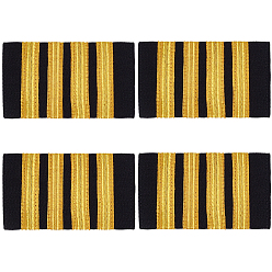 Black Silk Aviation Epaulette, Rectangle, Gold, 84x50x2.5mm