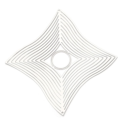 Нержавеющая Сталь Цвет Ромб 201 соединительные подвески/звенья из нержавеющей стали, гравированные металлические украшения, цвет нержавеющей стали, 203x201x0.3 мм, отверстие : 3 мм