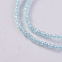 Light Blue Glass Beads Strands, Faceted, Round, Light Blue, 2x2mm, Hole: 0.4mm, about 193~197pcs/strand, 14.17 inch~15.51 inch(36~39.4cm)