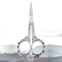 Stainless Steel Color Stainless Steel Scissors, Embroidery Scissors, Sewing Scissors, with Zinc Alloy Handle, Stainless Steel Color, 115x55mm