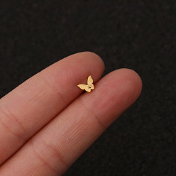 Золотой 316l серьги-бабочки из хирургической нержавеющей стали для хряща, золотые, 6 мм