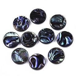 Colorful Natural Abalone Shell/Paua Shell Cabochons, with Freshwater Shell, Flat Round, Colorful, 12x3mm