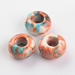 Коралловый Крашеный рондель натуральный океан белый нефритовый бисер, бусины с большим отверстием, коралл, 15x8 мм, отверстие : 6 мм