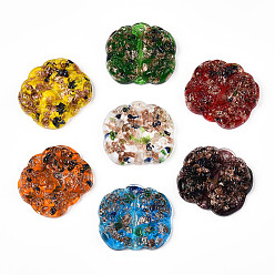(52) Непрозрачная лаванда Разъемы для звеньев лэмпворк с золотым песком ручной работы, благоприятные облака, разноцветные, 45x41x10 мм, отверстие : 2 мм