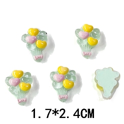 Бирюза Светящиеся кабошонов смолы, воздушный шар в форме сердца, светится в темноте, бирюзовые, 24x17 мм