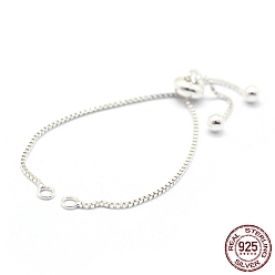 Silver 925 Sterling Silver Chain Bracelet Making, Slider Bracelets Making, Silver, 4-3/4 inch(12cm), Hole: 2mm, Single Chain Length: about 6cm