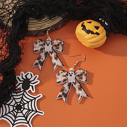 Верблюжий Акриловые серьги-подвески в виде призрака с бантом на Хэллоуин, платина, верблюжие, 57x35 мм