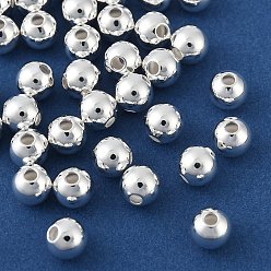 Серебро Латунные бусины, без свинца, без кадмии и без никеля, круглые, серебряные, 6.5x6 мм, отверстие : 1.8 мм