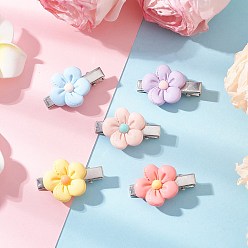 (52) Непрозрачная лаванда 5шт. заколки для волос из смоляной кожи аллигатора для женщин и девочек, цветок, разноцветные, 35x23x10 мм