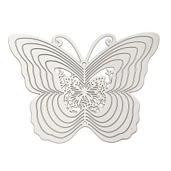 Нержавеющая Сталь Цвет 201 подвески-бабочки из нержавеющей стали с лазерной резкой, цвет нержавеющей стали, 60.5x79.5x0.3 мм, отверстия : 1.4 mm и 1.9 мм