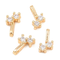 Настоящее золото 18K Латунные микро проложить кубического циркония прелести, реальный 18 k позолоченный, 6.5x3.5x2 мм, отверстие : 0.8 мм