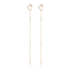 Golden Creative Star Cubic Zirconia Earring Strap, Brass Cuff Earring with Long Tassel, Bluetooth Headset Anti-lost Earrings, Golden, 125mm