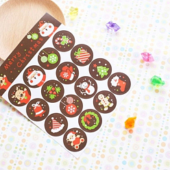 Mixed Color Sealing Stickers, Label Paster Picture Stickers, Cartoon Christmas Theme, Mixed Color, 30mm, 16pcs/sheet