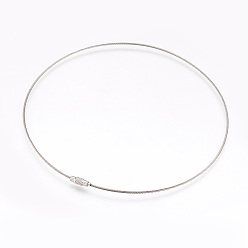 Нержавеющая Сталь Цвет Устойчивые к потускнению 304 браслеты из нержавеющей стали, две петли, с застежками, цвет нержавеющей стали, 18.3 дюйм (46.5 см), 1.5 мм, внутренний диаметр: 5-1/2 дюйм ~ 6-1/8 дюйм (14~15.5 см)