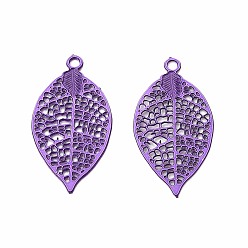 Средняя Орхидея Полые подвески из нержавеющей стали, окрашенные аэрозольной краской., лист прелести, средне орхидеи, 430 мм, отверстие : 17x9x0.3 мм