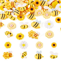 (52) Непрозрачная лаванда 80 шт. 8 стили кабошоны из смолы пчелы и цветы, разноцветные, 15~23x15~27x4~9.5 мм, 10 шт / стиль