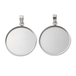 Нержавеющая Сталь Цвет 304 Настройки кабошон из нержавеющей стали кулон, плоские круглые прелести, цвет нержавеющей стали, лоток : 25 мм, 30.5x26.5x2 мм, отверстие : 6x3.5 мм