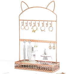 Rose Gold Metal Earring Rack, Earrings Display Stand, Rose Gold, 19x11x35cm