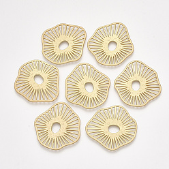 Matte Gold Color Smooth Surface Alloy Filigree Joiners Links, Matte Gold Color, 35x33x1mm